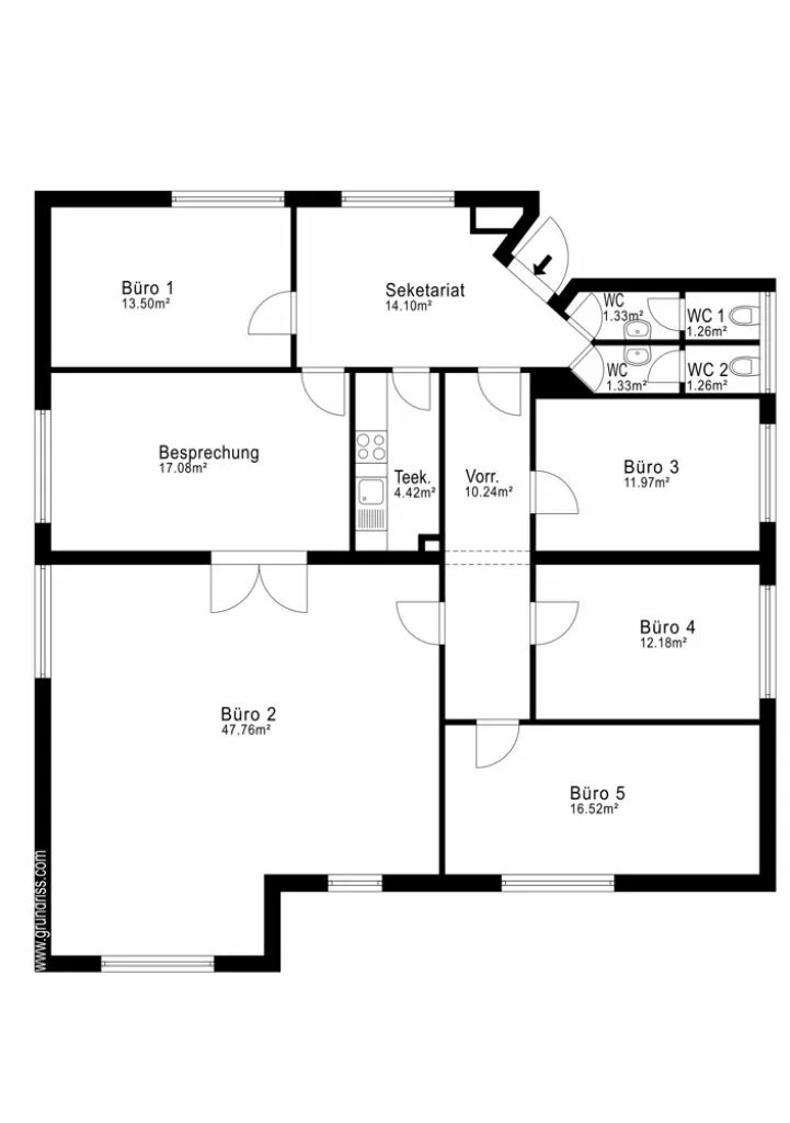 Büro/Ordination 153 m² mit fünf Einzelräumen und großem Mehrzweckraum, 1130 Wien